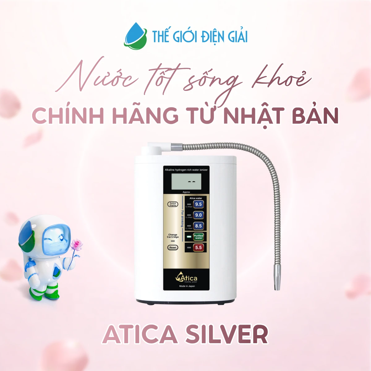 Máy lọc nước iON kiềm Atica Silver Nhật Bản chính hãng dịch vụ tốt