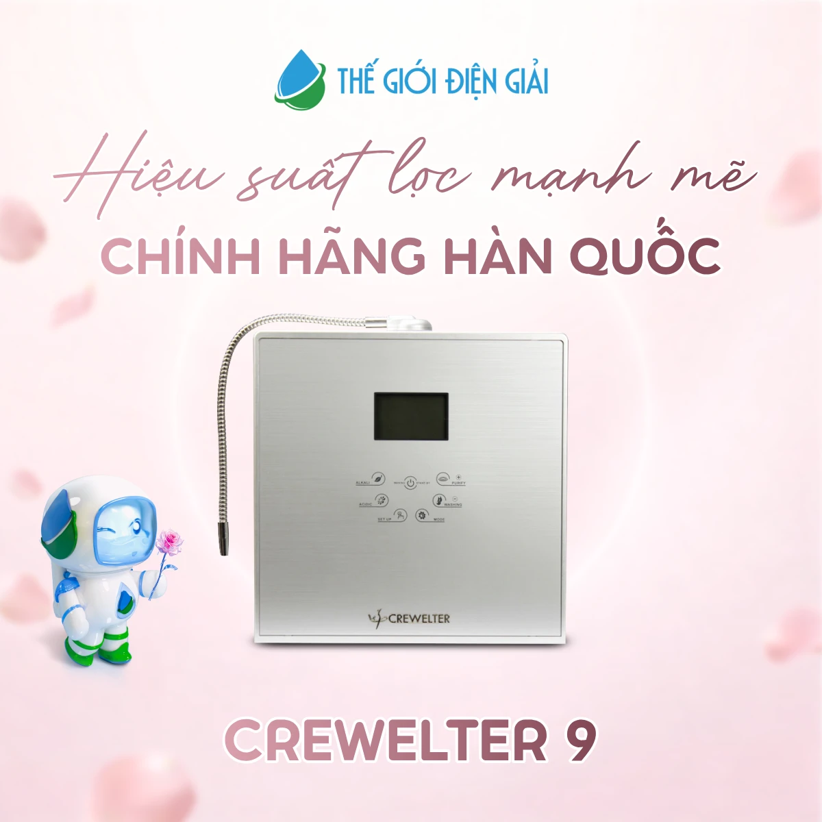 Máy lọc nước iON kiềm Crewelter 9 Hàn Quốc