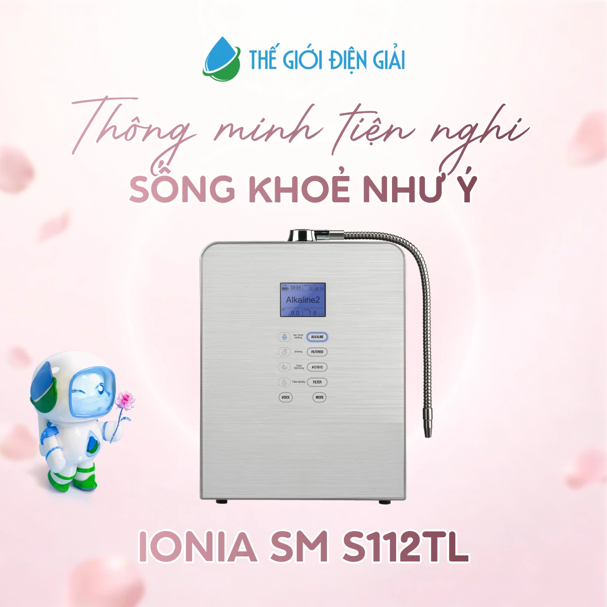 Máy lọc nước điện giải iON kiềm iONIA SM S112TL nhập khẩu Hàn Quốc dịch vụ 6 sao