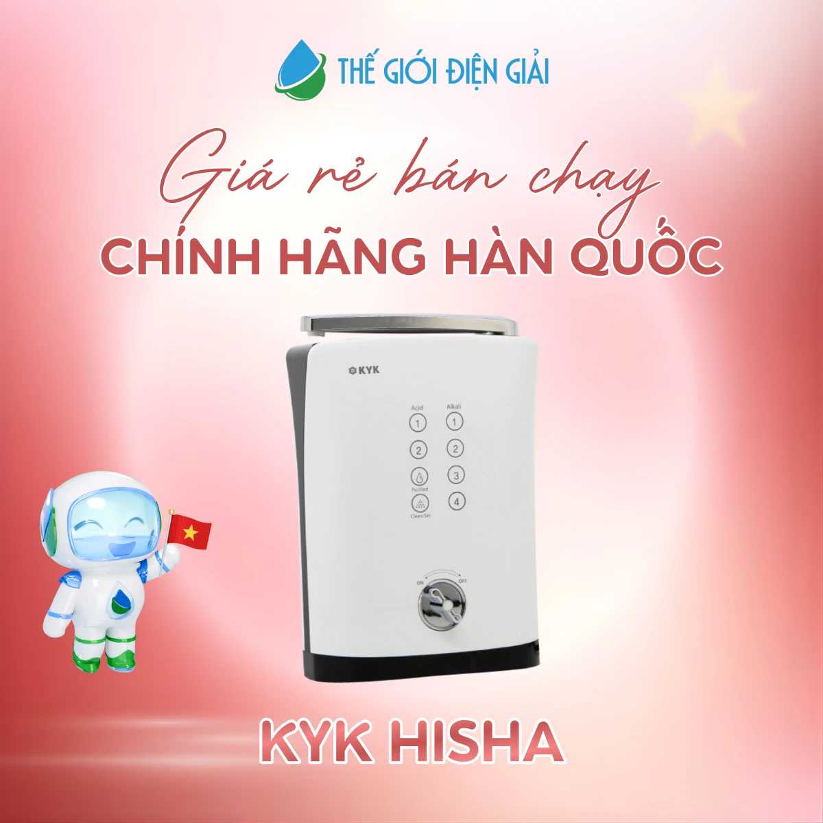 Máy lọc nước iON kiềm KYK Hisha Hàn Quốc chính hãng tạo 7 loại nước