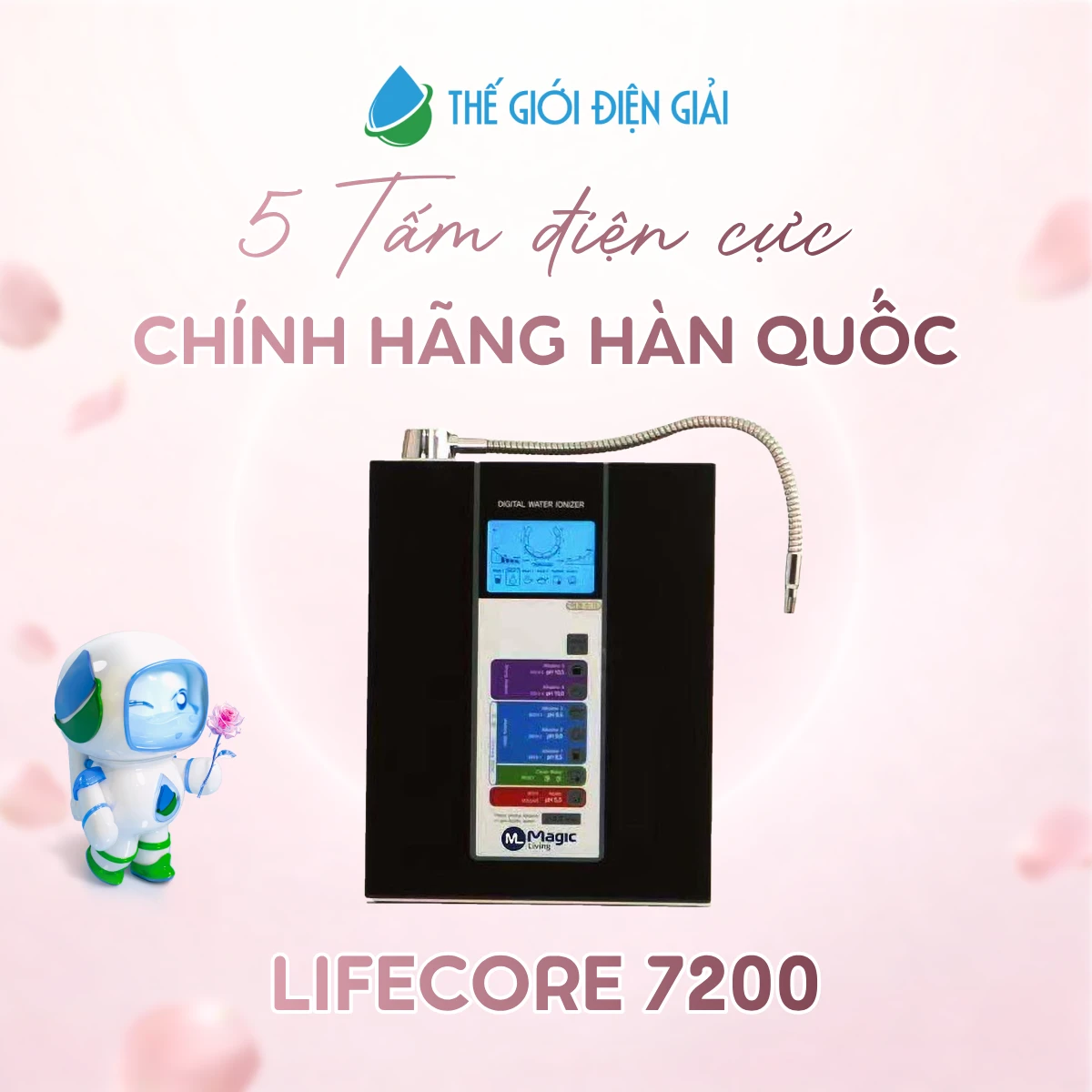 Máy lọc nước điện giải iON kiềm Lifecore 7200 Hàn Quốc chính hãng dịch vụ 6 sao
