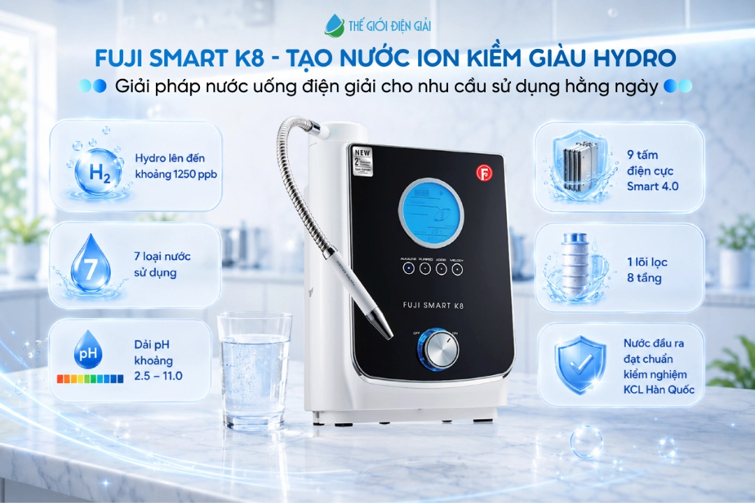Fuji Smart K8 với Hydro khoảng 1250 ppb