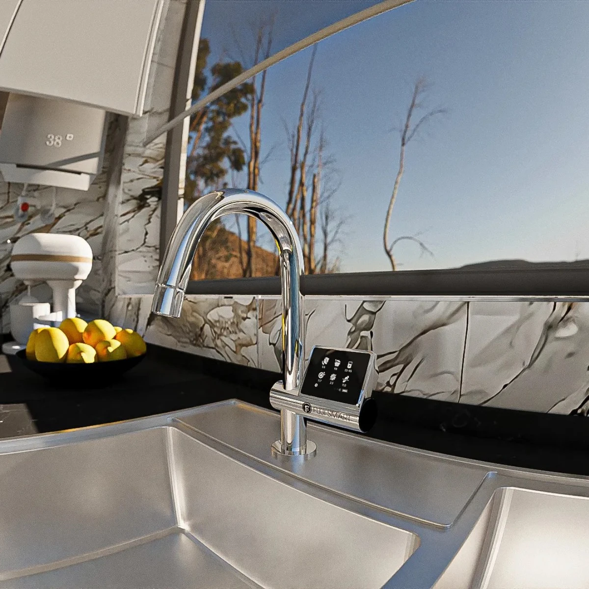 Ưu điểm lớn của Fuji Smart JP900 là thiết kế Perfect One 1 vòi độc đáo, không có vòi thải, màn hình Super LCD cảm ứng, sang trọng, tiện nghi.