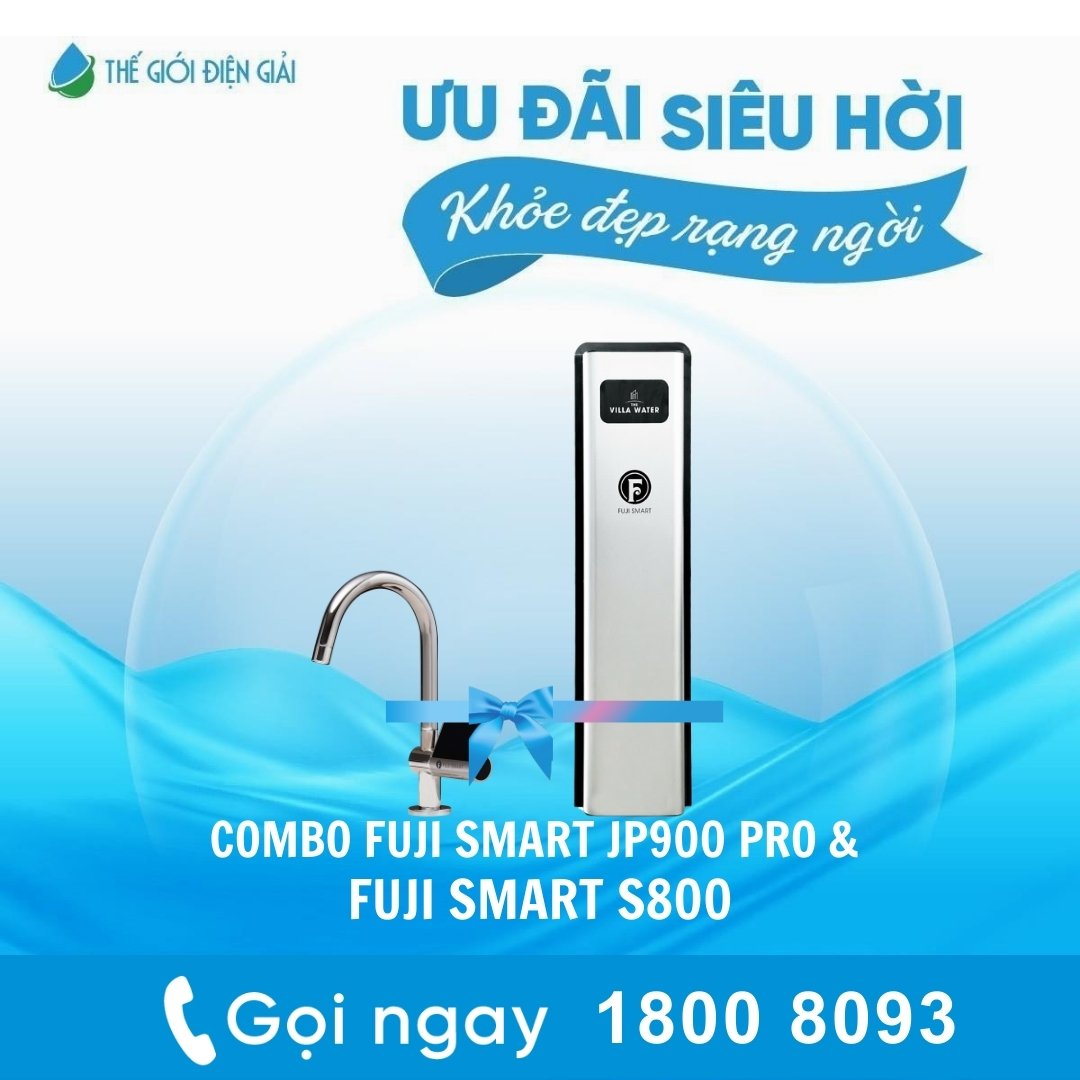 Combo: Máy lọc nước điện giải iON kiềm Fuji Smart JP900 Pro và Hệ thống lọc tổng Fuji Smart S800