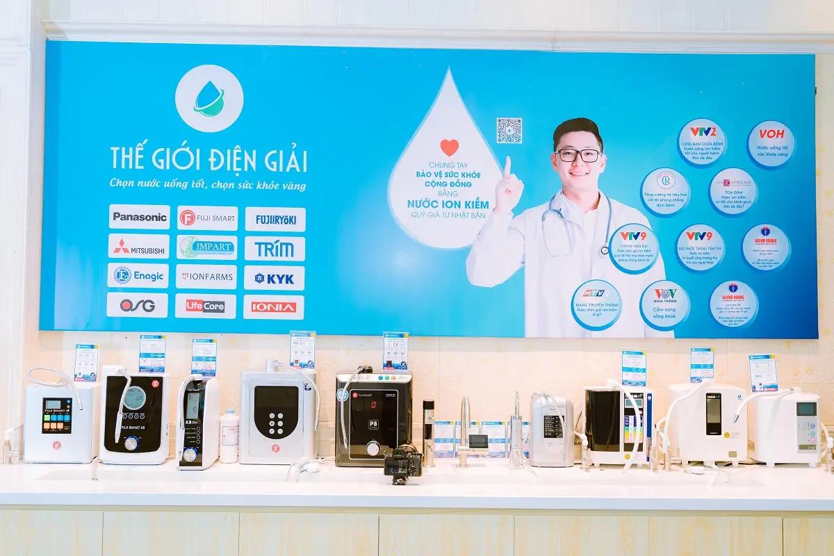 Không gian trưng bày các dòng model, sản phẩm máy điện giải ion kiềm tại Premium Showroom Biên Hòa, Đồng Nai (miền Nam)