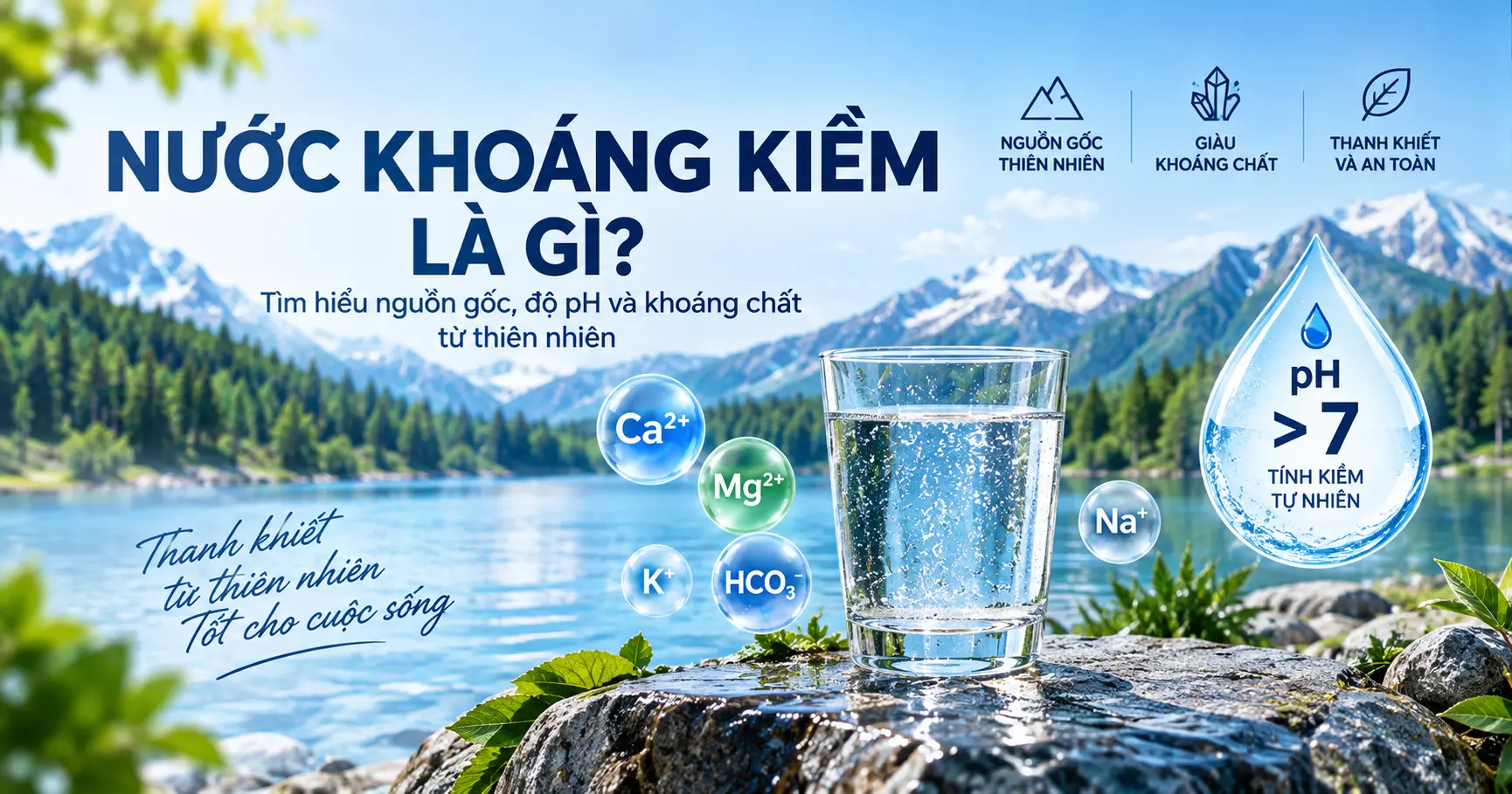 Nước khoáng kiềm tự nhiên cùng thông tin về độ pH và khoáng chất