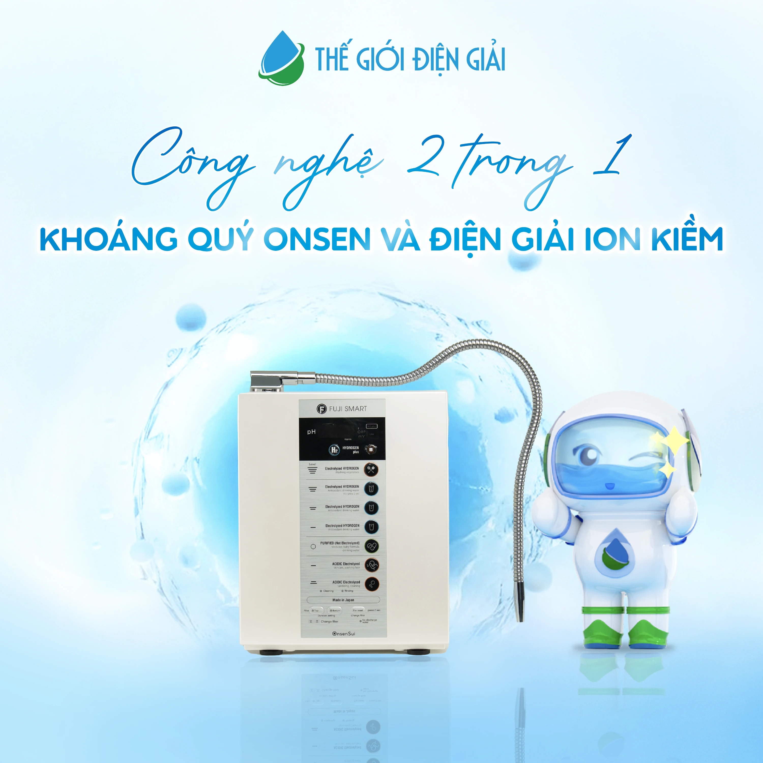 Máy điện giải nước Onsen khoáng quý Fuji Smart OnsenSui - Bước ngoặt mới của nước uống chuẩn Nhật