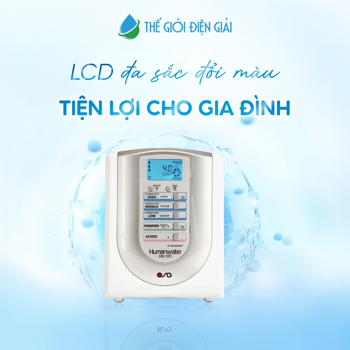 [SOF-2025-01940] May loc nuoc dien giai iON kiem OSG Human Water HU-121