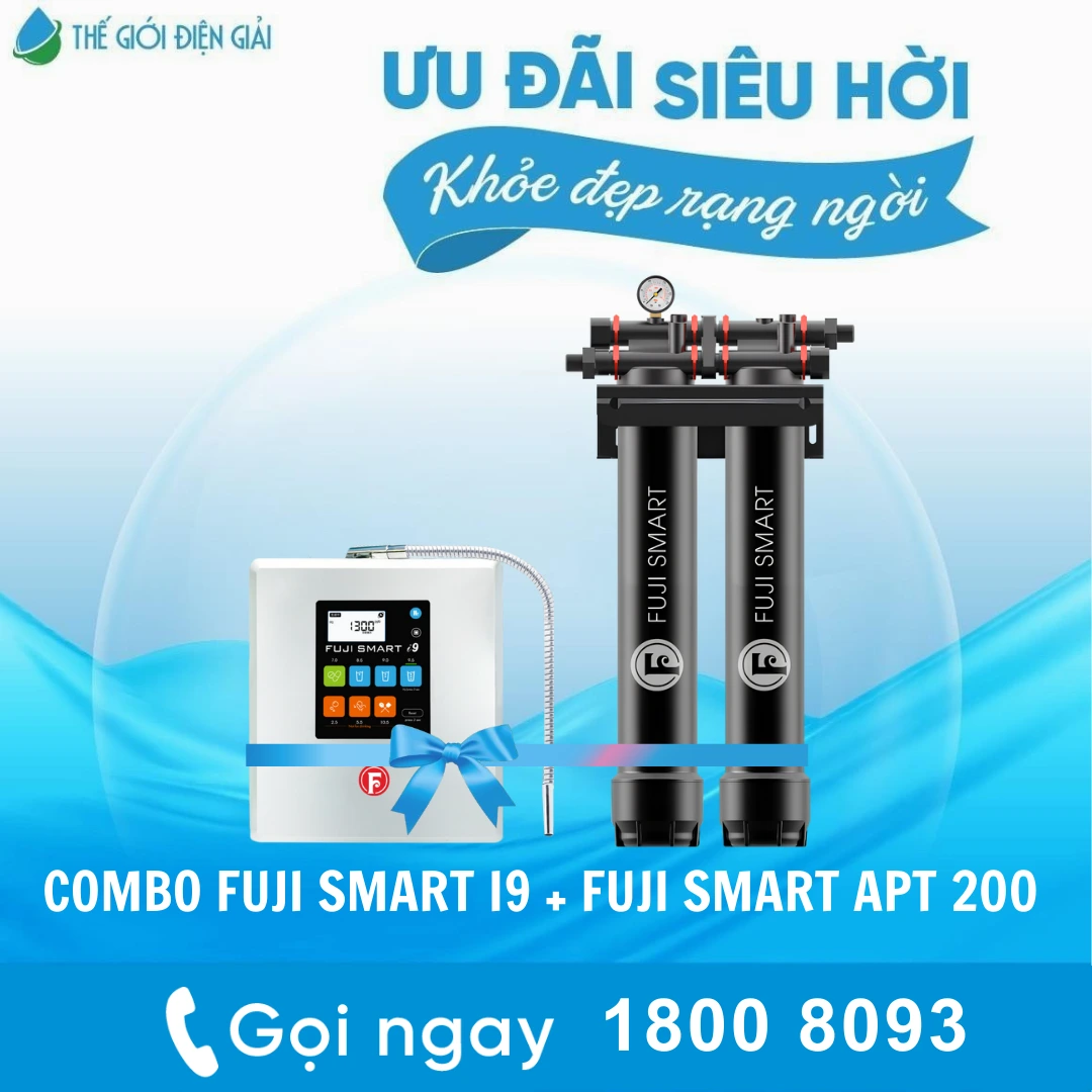 Combo: Máy lọc nước điện giải iON kiềm Fuji Smart i9 và Hệ thống lọc tổng Fuji Smart APT200