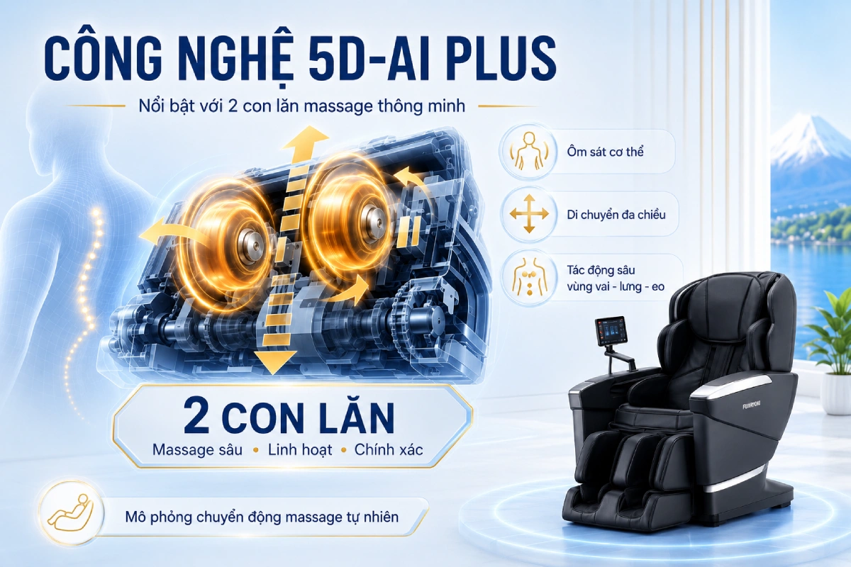 Fujiiryoki Cyber Relax JP4000 trang bi 2 con lăn thong minh