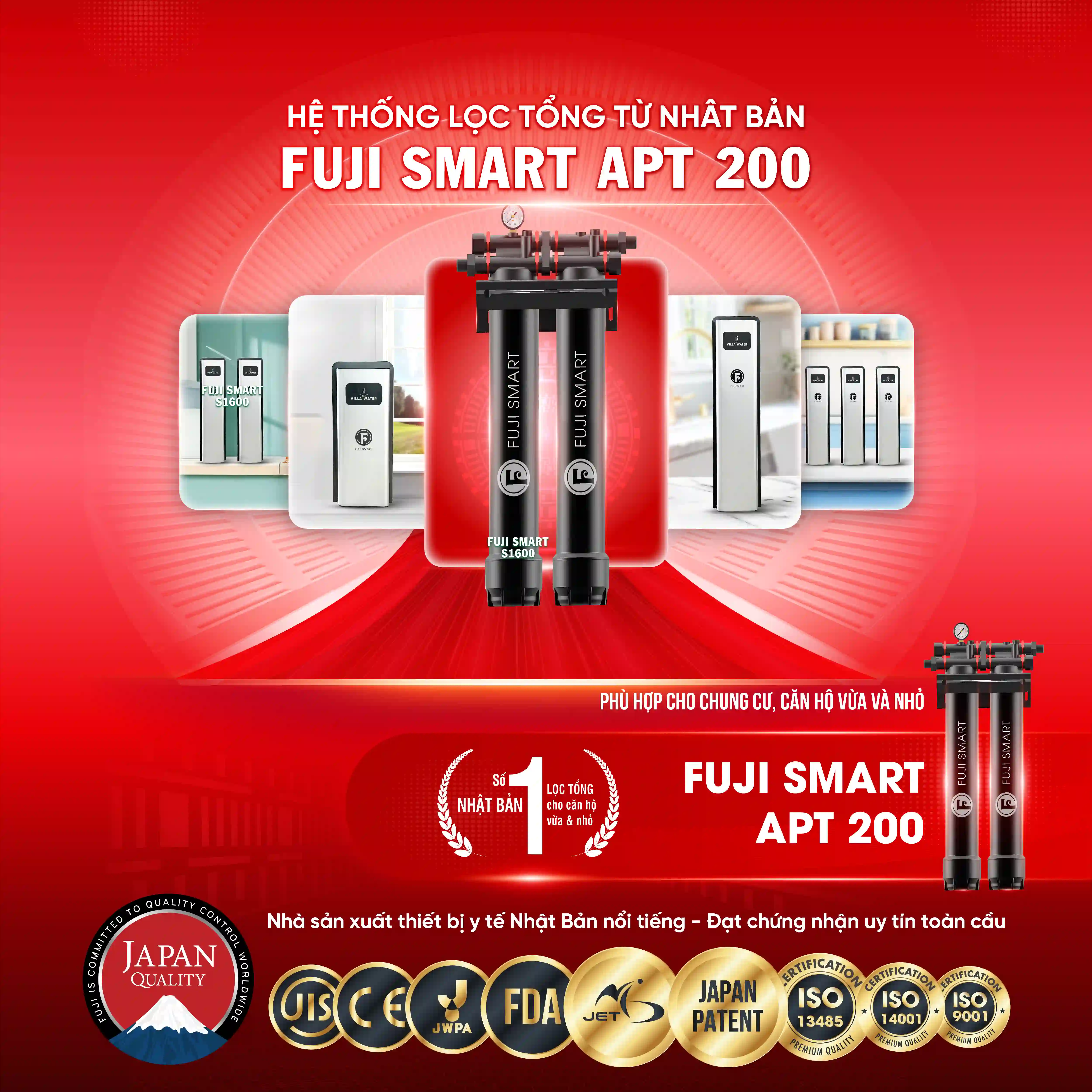 Hệ thống lọc tổng Fuji Smart APT 200 - Lọc sạch chuẩn y tế, sản xuất 100% tại Nhật Bản