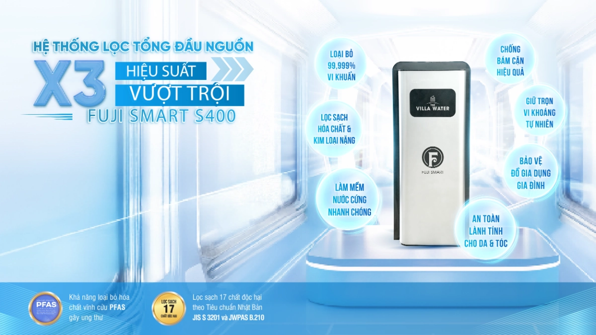 Công nghệ chống bám cặn X3 hệ thống lọc tổng Fuji Smart S400