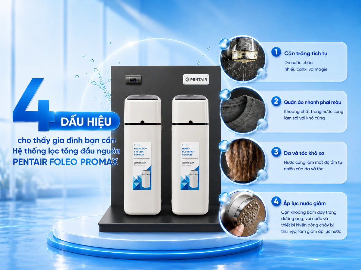04 dấu hiệu nên sử dụng lọc tổng Pentair Foleo Pro Max