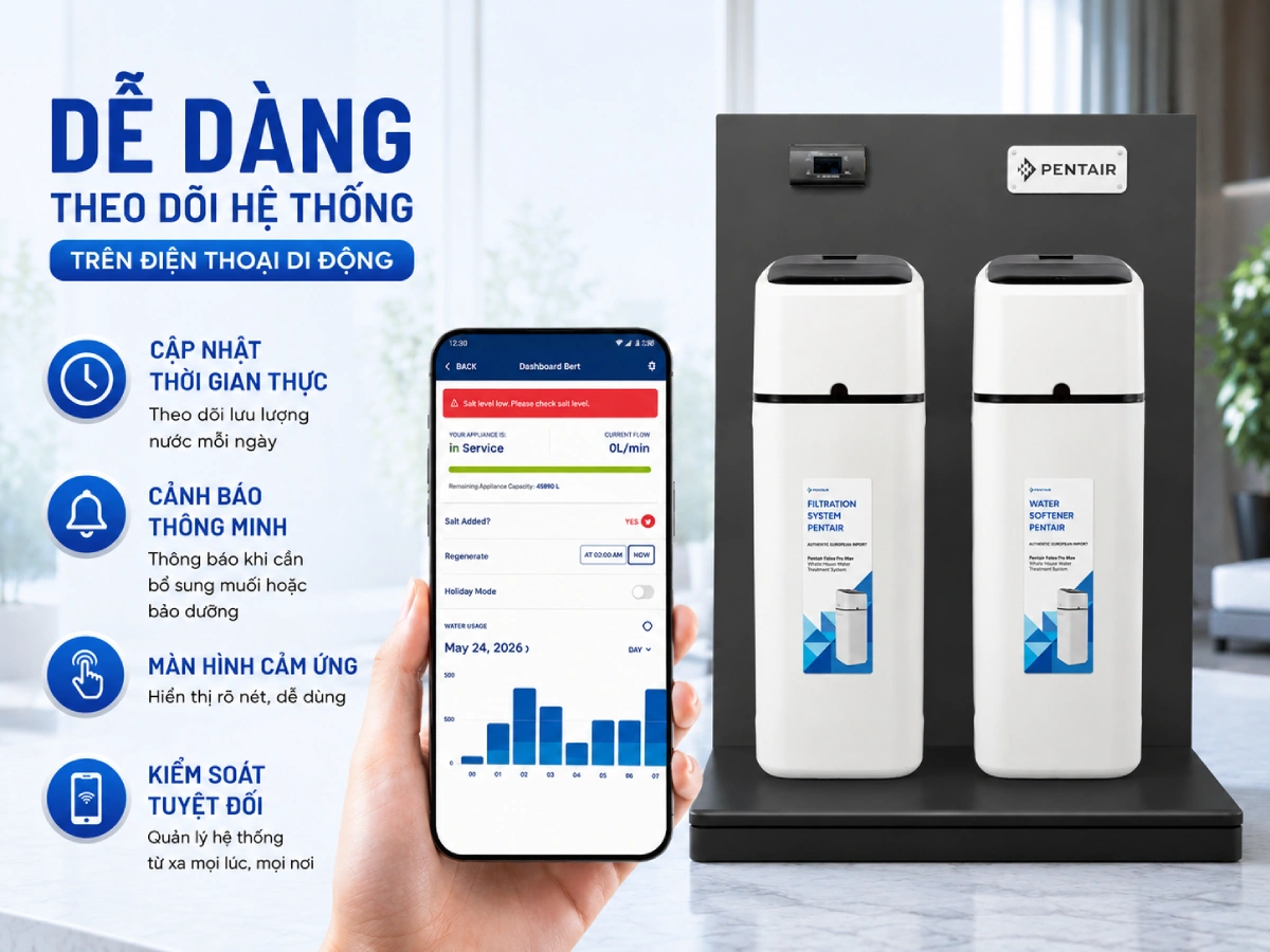 Dễ dàng theo dõi Pentair Foleo Pro Max qua điện thoại