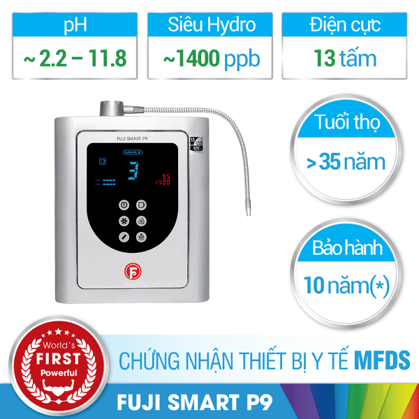 Máy lọc nước iON kiềm Fuji Smart P9 siêu Hydro 13 tấm điện cực
