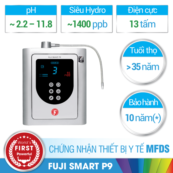 Máy lọc nước iON kiềm Fuji Smart P9 siêu Hydro 13 tấm điện cực