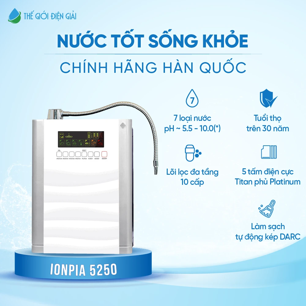 Máy lọc nước iON kiềm iONPIA 5250 Hàn Quốc chính hãng dịch vụ 6 sao
