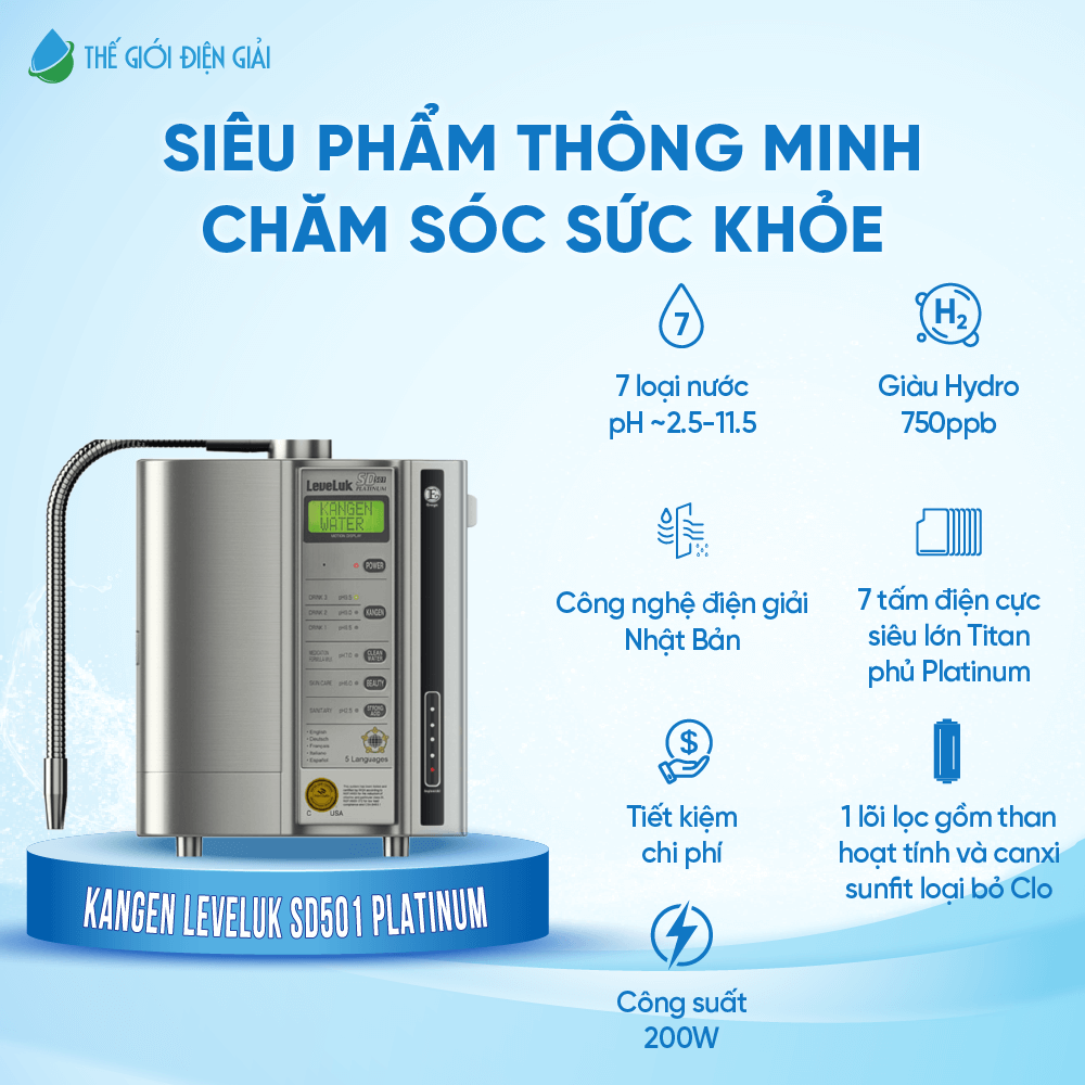 Máy lọc nước Kangen Leveluk SD501 Platinum Mới 100% - Dịch Vụ #1 Thị Trường
