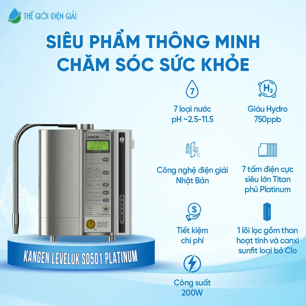 Máy lọc nước Kangen Leveluk SD501 Platinum - Hàng Chính Hãng Có Hóa Đơn VAT