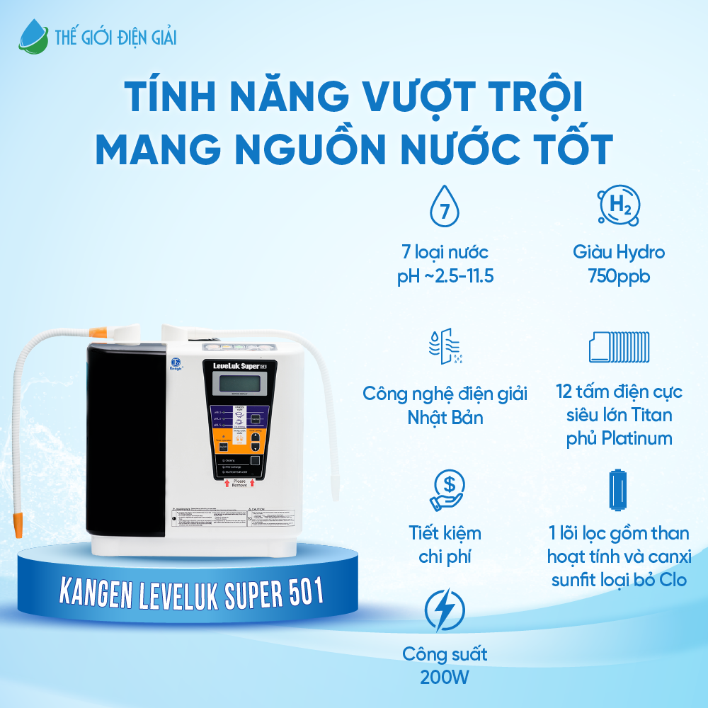 Máy lọc nước điện giải iON kiềm Kangen Leveluk Super 501 - Dịch Vụ #1 Hiện Nay