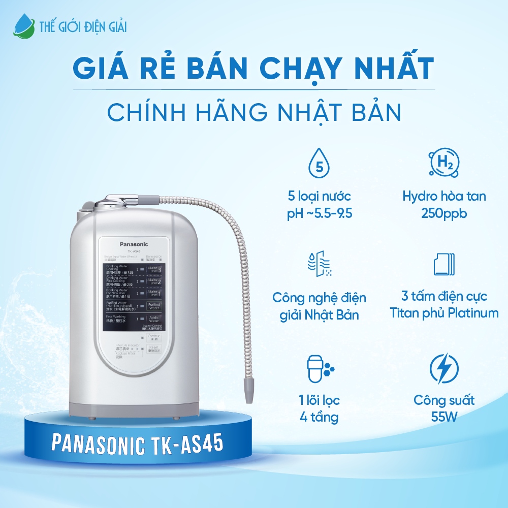 Máy lọc nước iON kiềm Panasonic TK-AS45 bảo hành tăng cường 4 năm (AS45)