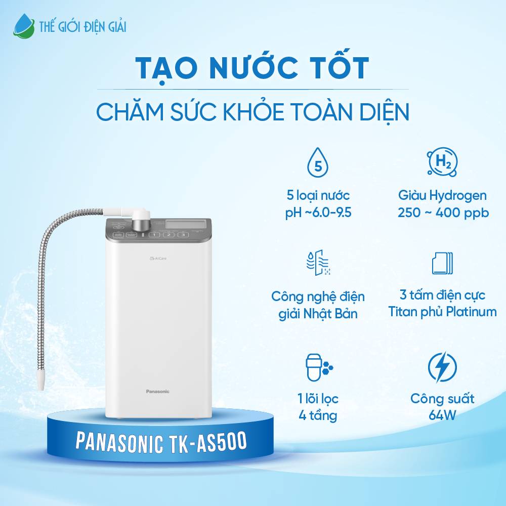 Máy lọc nước điện giải iON kiềm Panasonic TK-AS500 chính hãng, dịch vụ tốt
