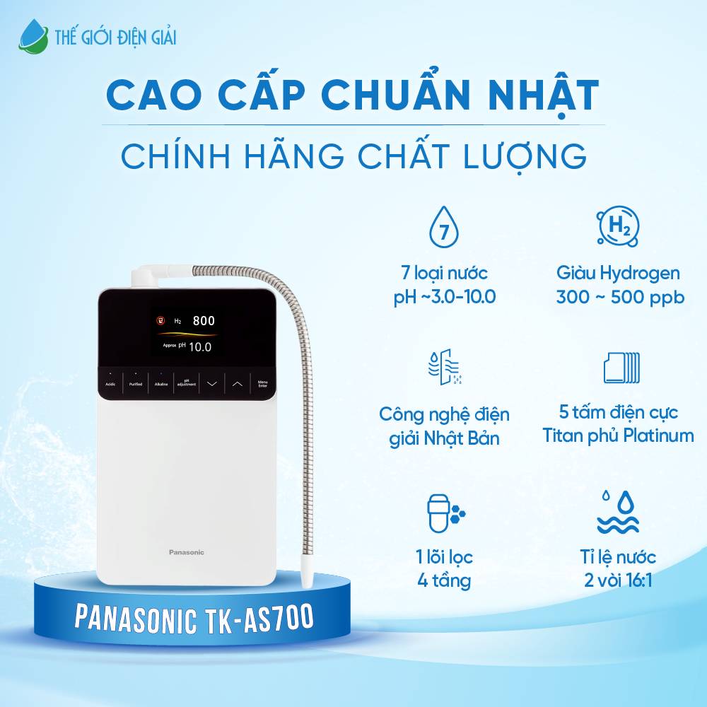 Máy lọc nước điện giải iON kiềm Panasonic TK-AS700 chính hãng - Tặng thêm thời gian bảo hành!