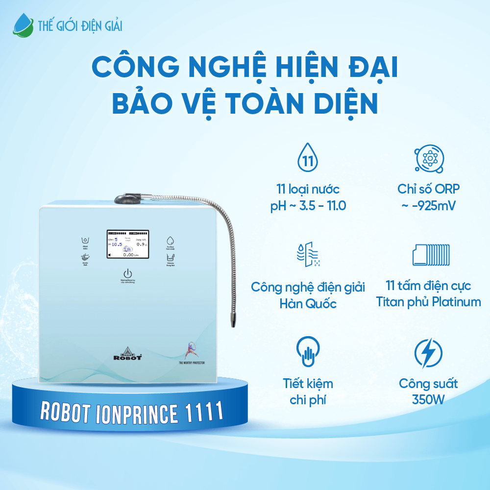 Máy lọc nước điện giải ion kiềm Robot ionPrince 1111 chính hãng dịch vụ tốt nhất