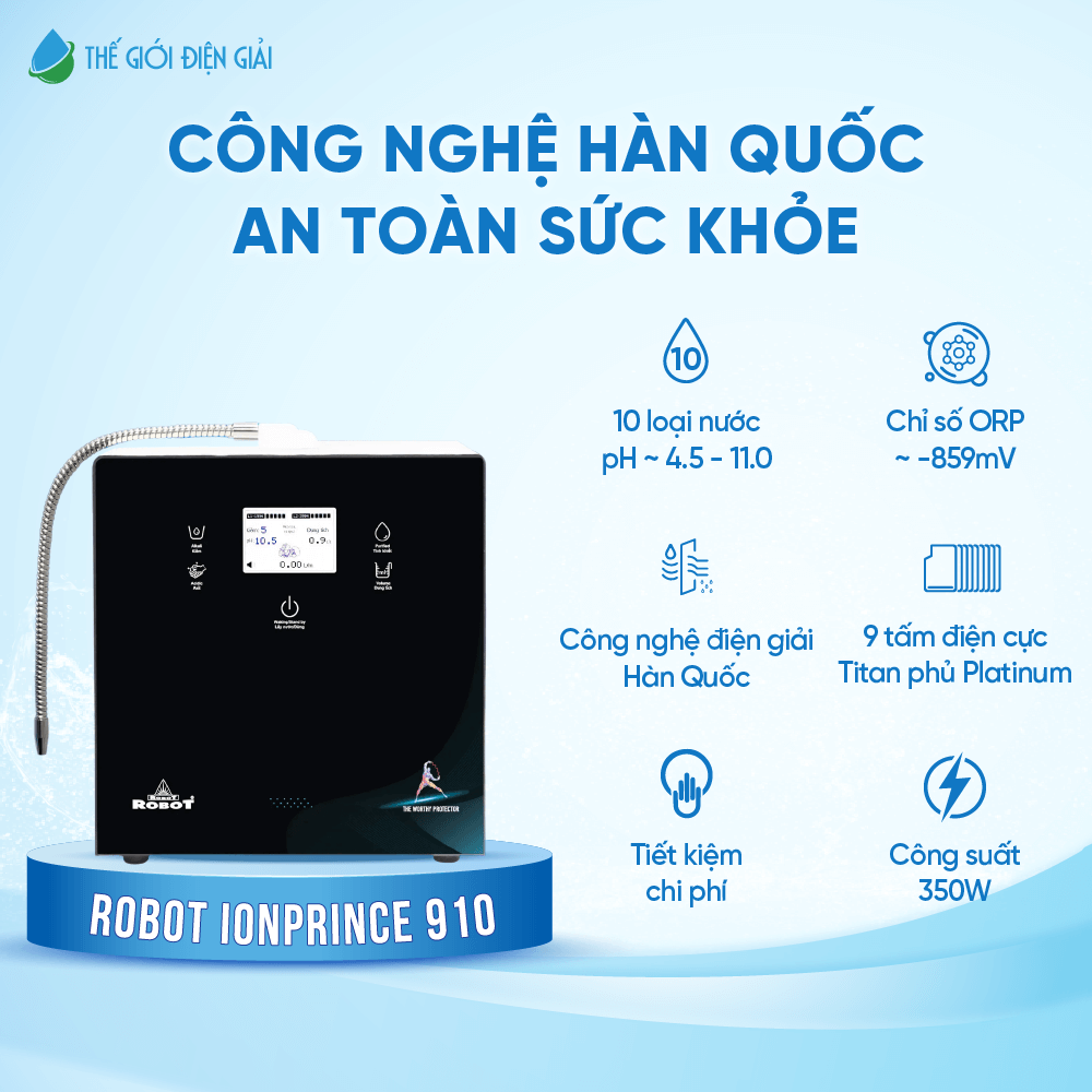 Máy lọc nước điện giải ion kiềm Robot ionPrince 910
