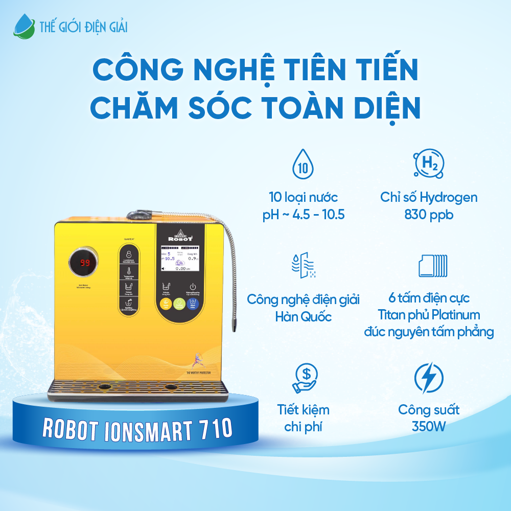 Máy lọc nước điện giải iON kiềm Robot ionSmart 710 bảo hành 6 năm