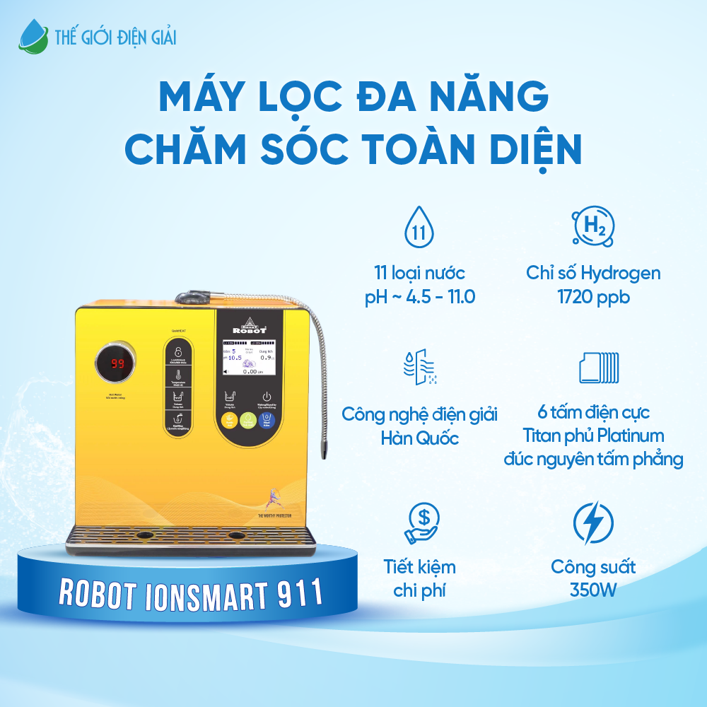 Máy lọc nước điện giải iON kiềm Robot ionSmart 911 miễn phí lắp đặt