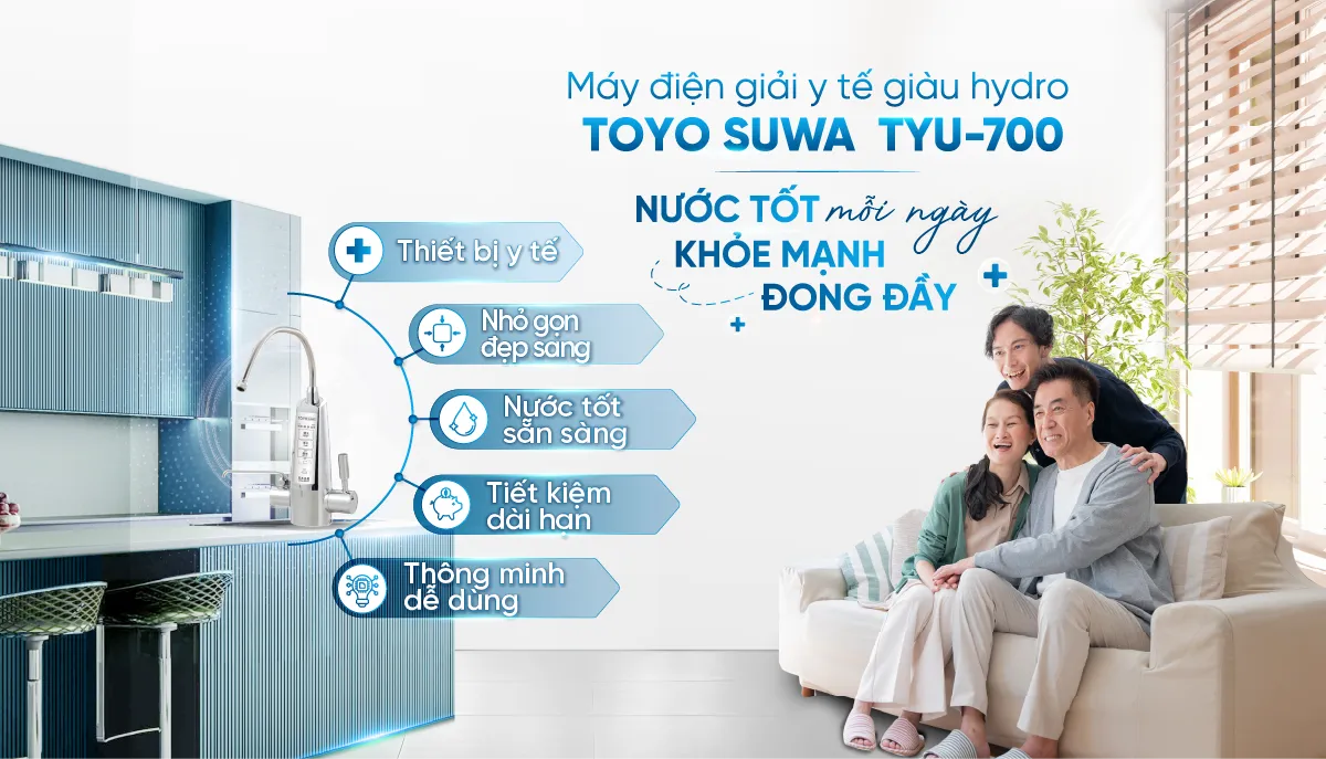 Máy điện giải Toyo Suwa TYU-700 sở hữu nhiều ưu điểm vượt trội để “ghi điểm” với người dùng