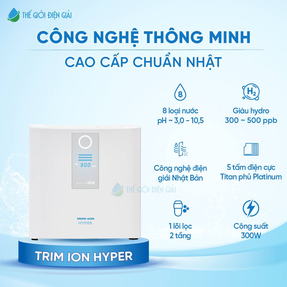 Máy lọc nước iON kiềm Trimion Hyper bảo hành đến 5 năm chuẩn Nhật