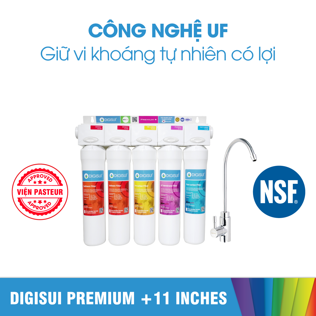 DigiSui Premium + 11 inches Giải pháp tiền xử lý UF cho máy lọc nước ion kiềm điện giải