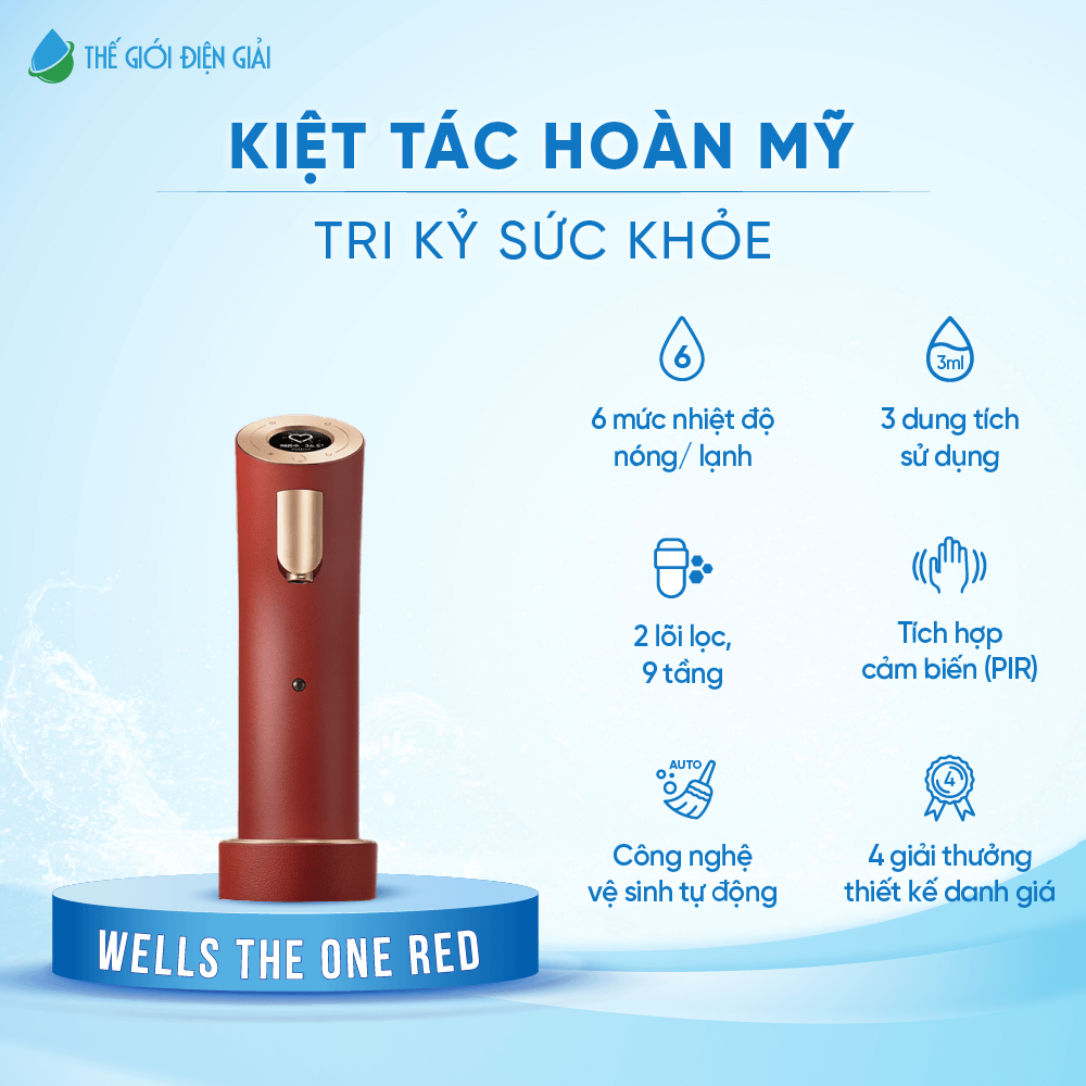 Máy lọc nước nóng lạnh Wells The One nóng lạnh tiện dụng thiết kế độc đáo