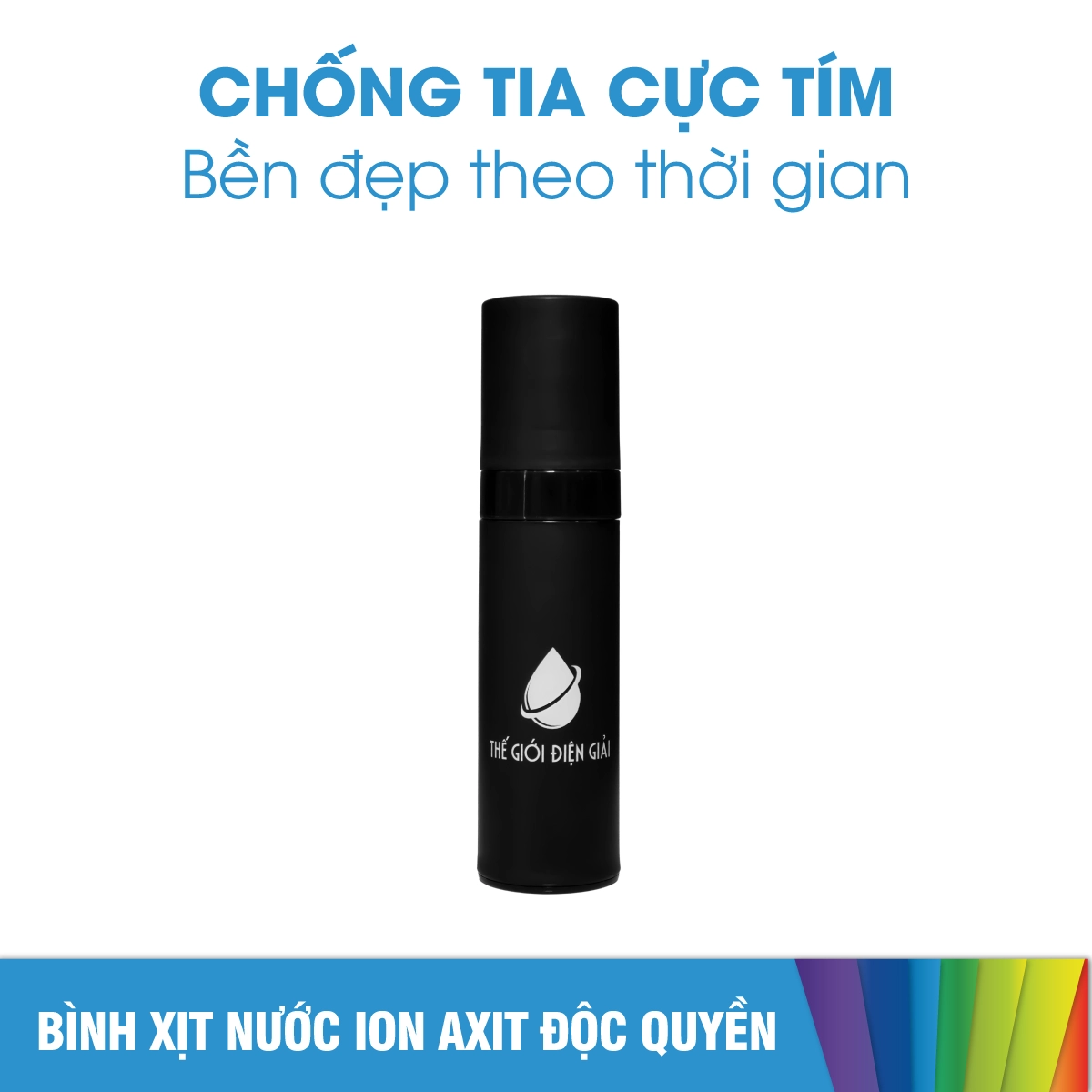 Bình xịt nước iON axit diệt khuẩn độc quyền Thế Giới Điện Giải màu đen - 50ml