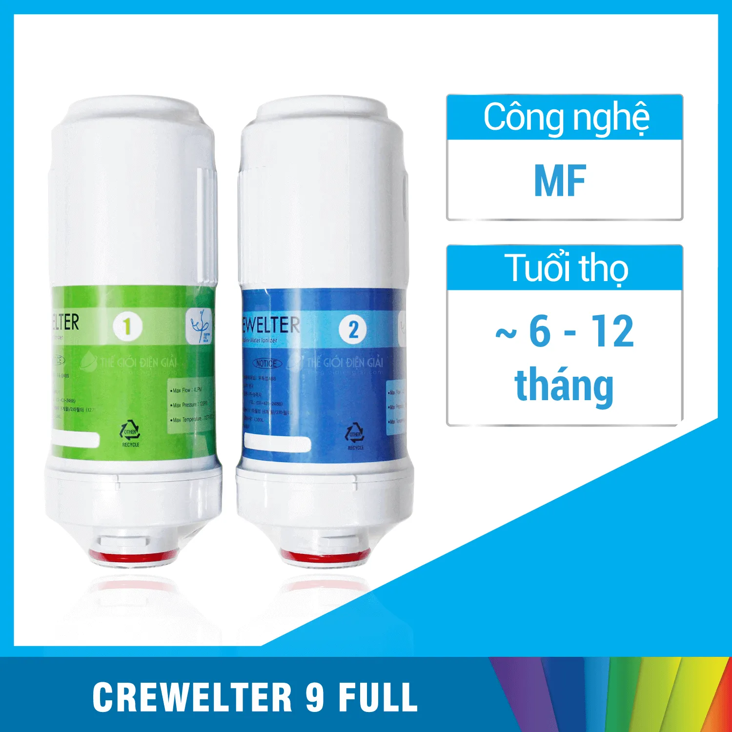 Lõi lọc máy lọc nước điện giải iON kiềm Crewelter 9