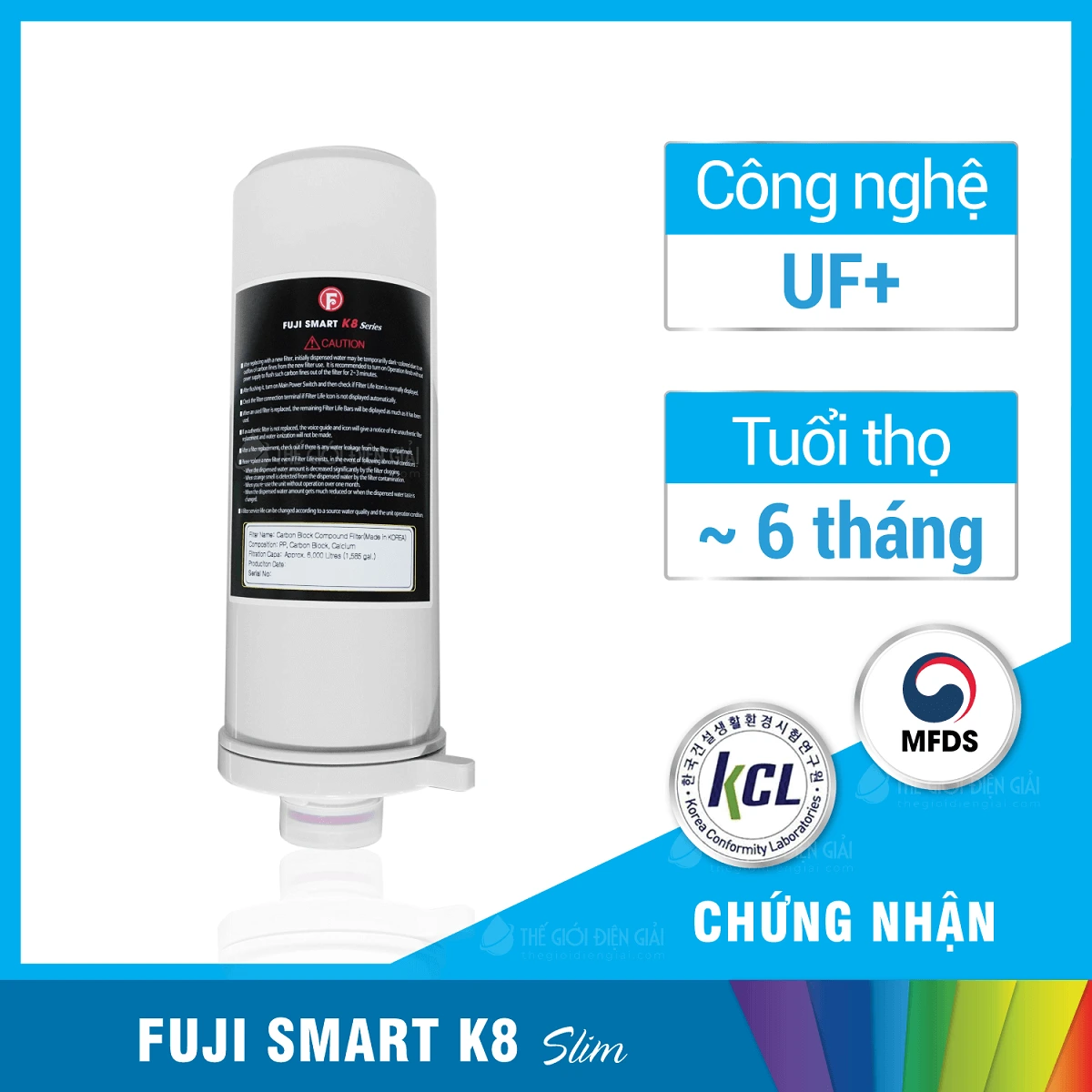 Lõi lọc máy lọc nước điện giải iON kiềm Fuji Smart K8 Slim