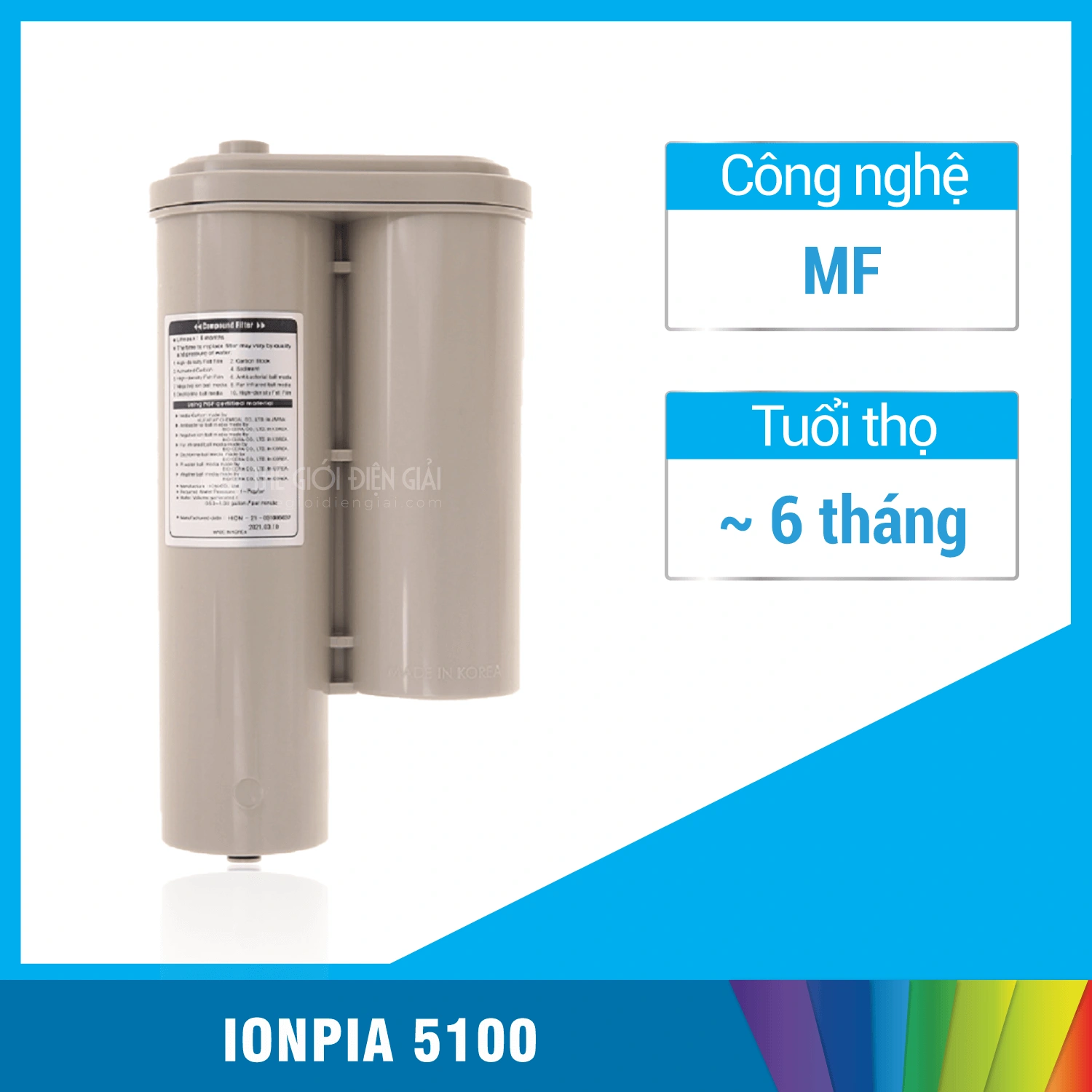 Lõi lọc máy lọc nước điện giải iON kiềm iONPIA 5100