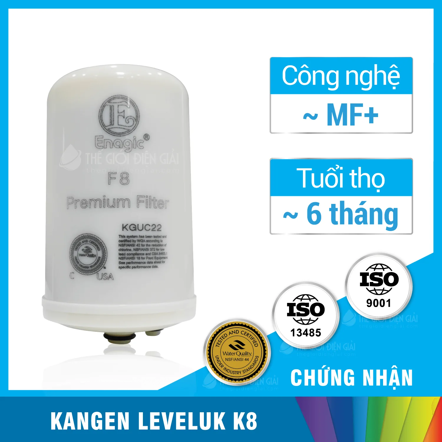 Lõi lọc máy lọc nước điện giải iON kiềm Kangen-Enagic LeveLuk K8