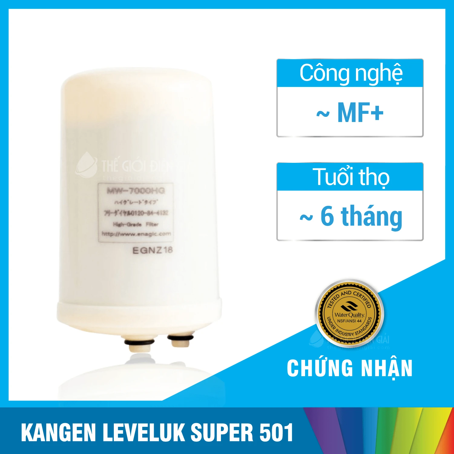 Lõi lọc máy lọc nước điện giải iON kiềm Kangen-Enagic LeveLuk Super 501