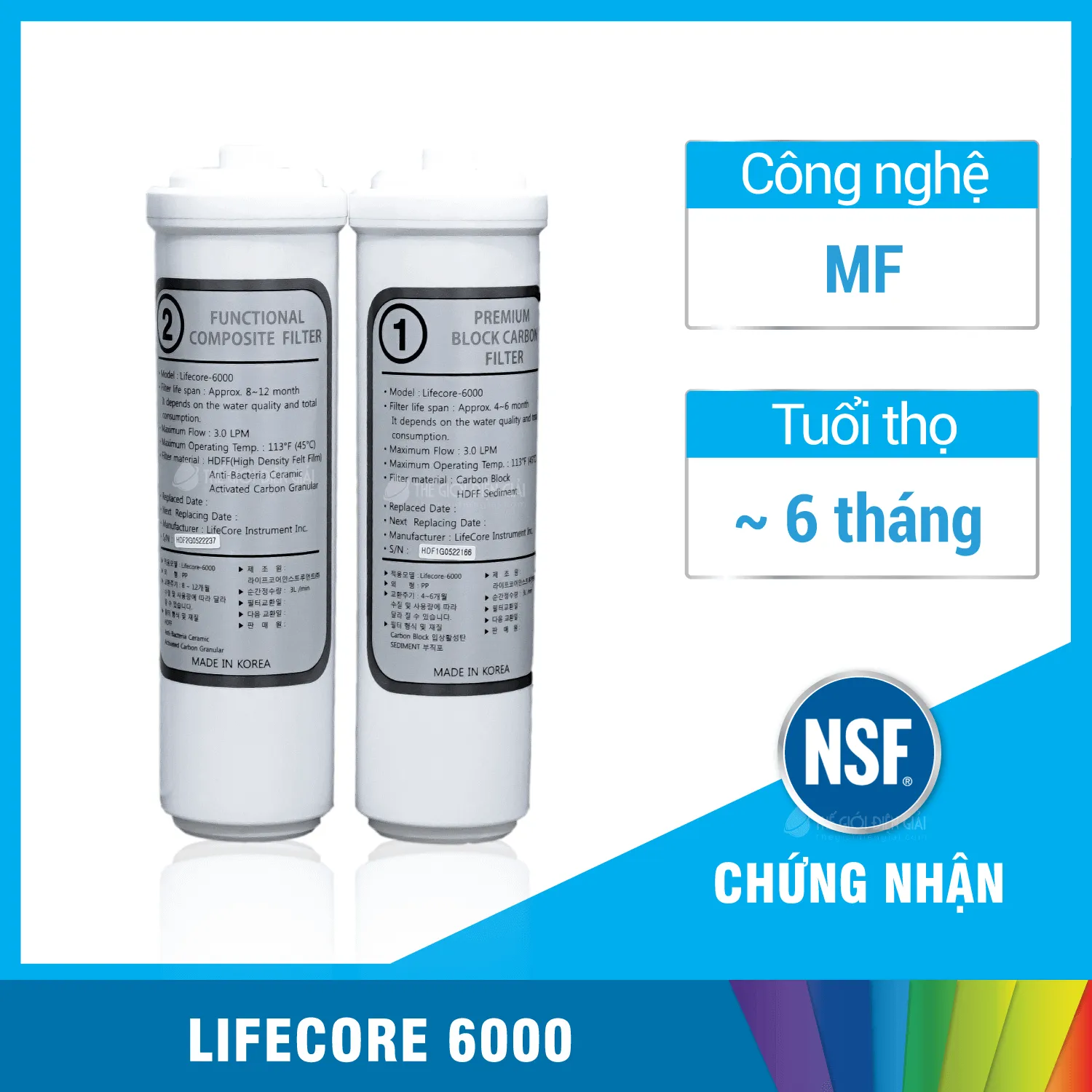 Lõi lọc máy lọc nước điện giải iON kiềm Lifecore 6000