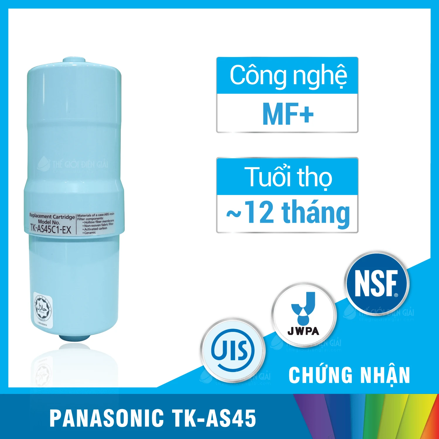 Lõi lọc máy lọc nước điện giải iON kiềm Panasonic TK-AS45 chính hãng