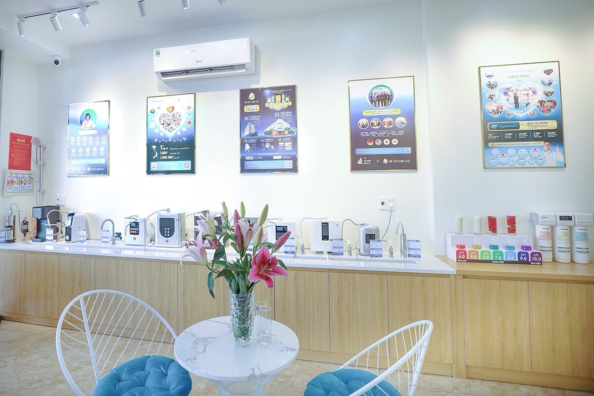 Showroom máy lọc nước điện giải ion kiềm Hạ Long trưng bày hàng trăm model máy và phụ kiện từ các thương hiệu hàng đầu